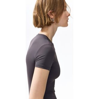 H&M Short-sleeved microfiber bodysuit in Dark Gray at Nordstrom, Size Small