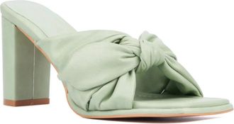 Torgeis Deanna Sandals Sage Green Bow Details High Block Heel HAWK065