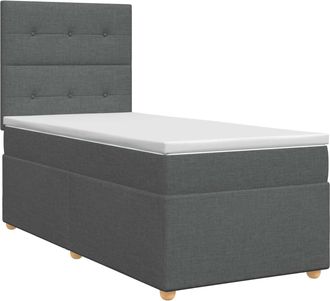 vidaXL Cama Box Spring Con Colch&oacute;n Gris Oscuro Individual Tela Vidaxl
