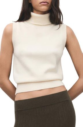 Mango Baby Turtleneck Sleeveless Sweater in Light Beige at Nordstrom, Size Xx-Large