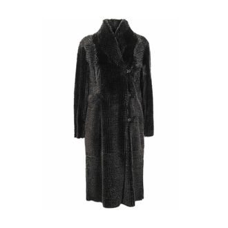 Emporio Armani Jassen, Dames, Grijs, M, Double-Breasted Fur Coat
