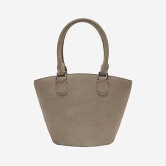 Self Portrait Womens Suede Leather Bag With Pendants Gray (outer) Shoulder