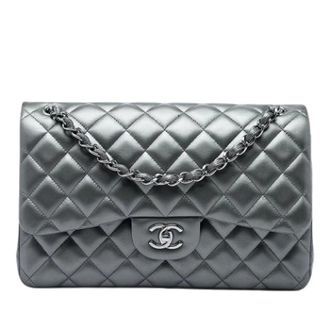 Chanel Pre-owned Classic Double Flap Shoulder Bag - Dames - Pre-owned - Grijs - Maat: ONE Size Leer