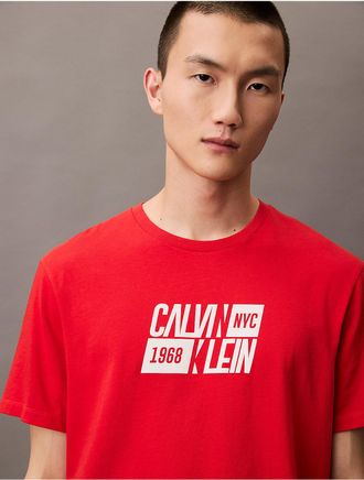 Calvin Klein Jeans Calvin Klein Mens Sport Logo Graphic Classic T-Shirt - Red - 2XL