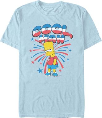 The Simpsons Mens The Simpsons Festive Cool Man Bart T Shirt in Light Blue at Nordstrom, Size Xxx-Large