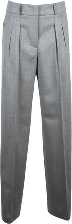 PESERICO Wide Leg Trousers with Tailored Fit and Pleat Detail
