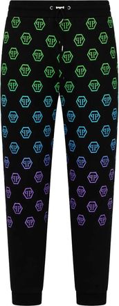 Philipp Plein Joggingbroek Monogram - Heren - Sweatpants - Zwart - S - Katoen - Broeken
