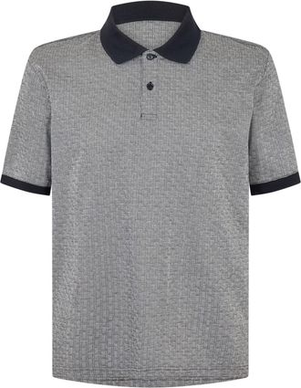 Ted Baker Herenpoloshirt met basketweave-patroon, normale pasvorm (Grijs/Navy)