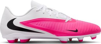 Nike Phantom 6 Low voetbalschoenen voor heren, voor harde ondergrond (Wit/Roze)
