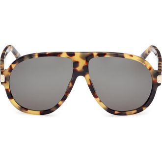 MCM 59mm Pilot Sunglasses in Blonde Havana /Green at Nordstrom