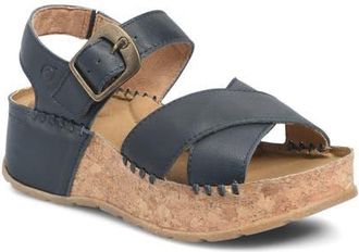 B&oslash;rn Kaiya Platform Sandal in Navy Leather at Nordstrom, Size 10