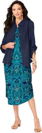 Roaman's Roll Tab Jacket Dress in Navy Swirly Paisley at Nordstrom, Size 32
