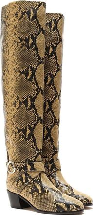 Jimmy Choo London Womens Beca 45Mm Snake Print Boots In Yellow