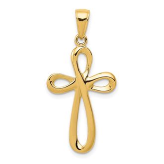 Diamond2Deal 14k Yellow Gold Polished Cross Pendant