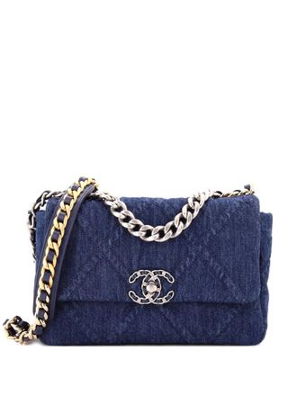 Chanel 19 Flap Bag Quilted Denim Medium shoulder bag - Blauw