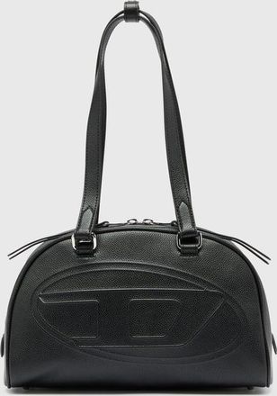 Diesel 1DR Dome - Leather Boston bag with embossed logo - Handbags - Unisex - Black