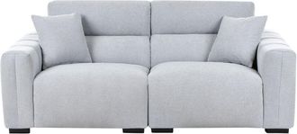 Beliani Sof&aacute; 3 Plazas De Tela Con Cojines Tapicer&iacute;a Resistente Al Agua Aspecto Afelpado Azul Claro Fauskan