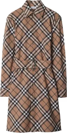 Burberry Jurk - Dames - Shirt Kleedjes - Bruin - 4XS - Kleedjes
