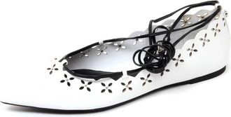 Michael Kors Platte Leren Ballerina Schoen - Dames - Ballerinas - Wit - 36 EU - Leer - Schoenen