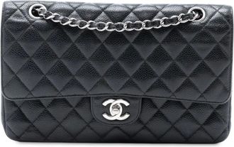 Chanel Borsa a spalla Double Flap media in pelle Caviar 2008-2009 - Nero