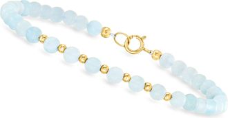 Canaria Canaria 18.00- Aquamarine Bead Bracelet in 10kt Yellow Gold