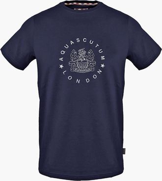 Aquascutum Mens Crew Neck Short Sleeve Jersey T-Shirt - Navy - Size: 38