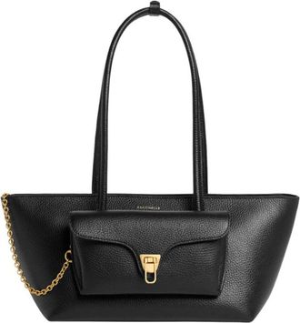 Coccinelle Tote Bags, female, Black, Size: ONE SIZE Double Beat Tote Bag