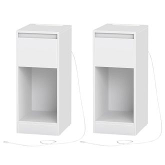 Vasagle 2 mesitas de noche con led y puertos usb de color blanco