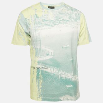 Emporio Armani Green Abstract Print Jersey Crewneck T-Shirt