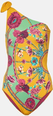 La DoubleJ Goddess floral one-shoulder swimsuit