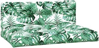 vidaXL Cojines Para Palets 2 Unidades Tela Estampado De Hojas Vidaxl