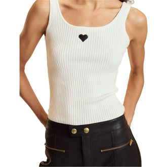 Cynthia Rowley Heart Rib Tank in White at Nordstrom, Size X-Small