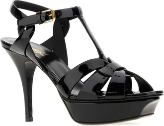 Saint Laurent Womens Black Leather Tribute Sandals 1000 Scarpe Con Tacco High Heel Shoes