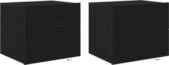 vidaXL Vidaxl - Armario de noche montado en la pared with 2 pcs Roble negro