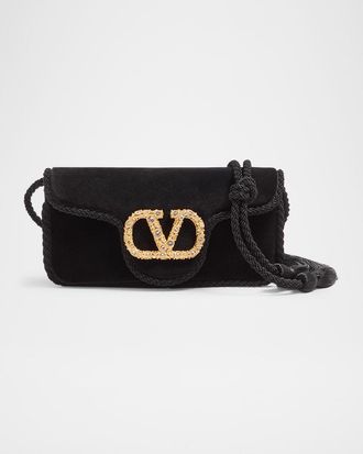 Valentino Garavani Loco VLOGO Velvet Clutch Bag