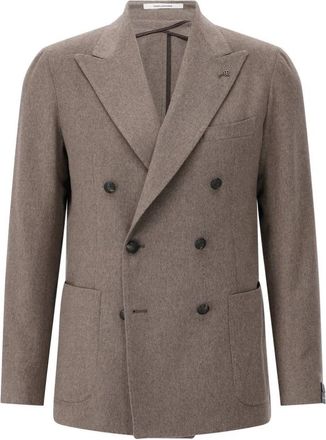 Tagliatore Dubbelbreasted jas in kasjmier & wol - Heren - Blazers - Bruin - XL - Wol - Jassen
