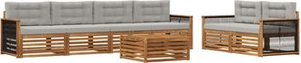 vidaXL Conjunto De Sof&aacute;s De Exterior 7 Uds. Natural Y Gris Claro Vidaxl