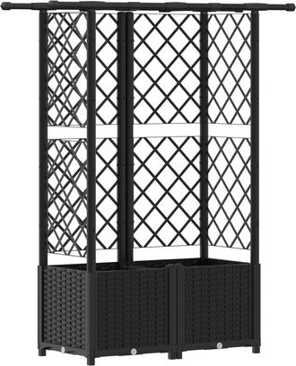 vidaXL Cama Elevada Con Trellis Y Techo Negro 124 X 40 X 136 Cm Pp Vidaxl