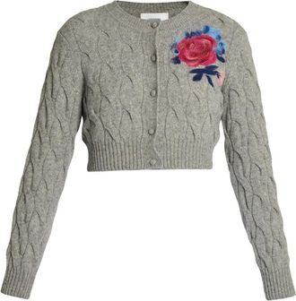 Erdem Cardigans, female, Gray, M, Crew Neck Cardigan