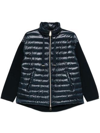 Herno panelled jacket - women - Polyamide/Polyamide/Cotton/Goose Down/Goose Feather - 40 - Blue