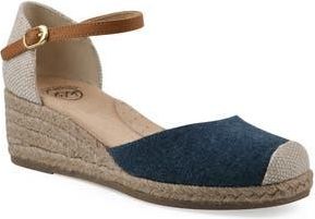 White Mountain Maintain Espadrille Wedge Sandal in Dark Denim Fabric at Nordstrom Rack, Size 7.5