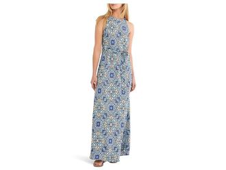Nic+Zoe Petite Filagree Tile Becca Dress Womens Dress Blue : PP, Polyester