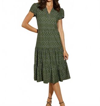 Jude Connally Libby Dress In Garden Gate Loden