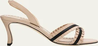 Manolo Blahnik 70mm Volusan Leather Slingback Pumps