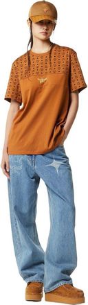 MCM Monogram Print T-Shirt in Organic Cotton in Cognac at Nordstrom, Size Xx-Large