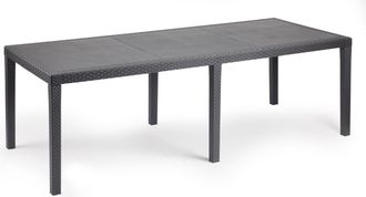 OEM Dmora - Tavolo Da Esterno Abbaviva, Ripiano Rettangolare Allungabile Da Pranzo, Tavolo Da Giardino Estensibile Effetto Rattan, 100% Made In Italy, 150