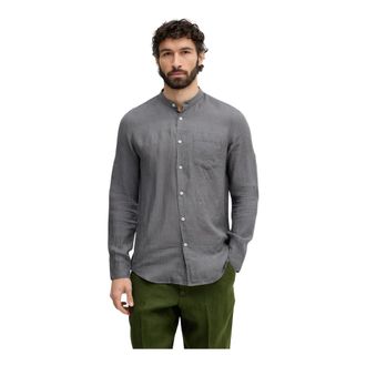 Benetton Overhemden, Heren, Grijs, XL, Linnen, Linnen Shirt
