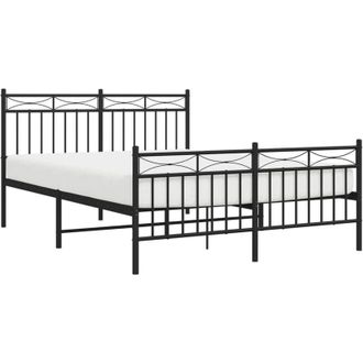 vidaXL Estructura Cama Sin Colch&oacute;n Con Estribo Metal Negro 135x190 Cm Vidaxl