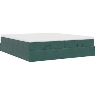vidaXL Vidaxl - Estructura De Cama Otomana Colchones Terciopelo Verde Oscuro