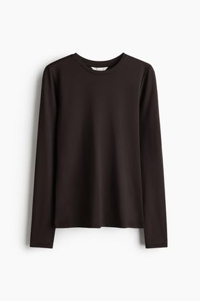 H&M Langarmshirt aus Mikrofaser - Dunkelbraun